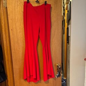 Vibrant Red Flared Pants